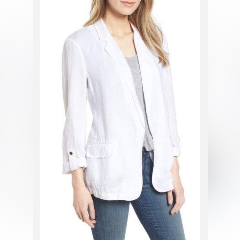 NWT White Linen Boyfriend Blazer | Nordstrom | Size Small